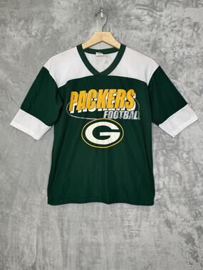 Vintage Green Bay Packers Jersey Youth Boys L 14/16 NFL Football Mesh V Neck GTS